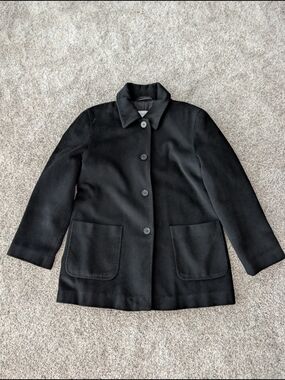 Calvin Klein Vintage 65% Angora Wool Car Coat Black Minimalist Jacket Sz 10